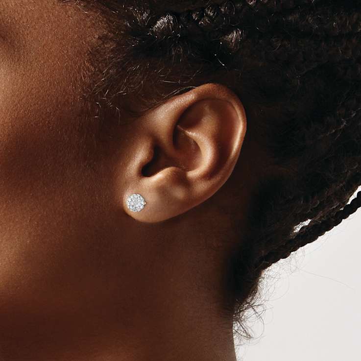 14k Yellow Gold 6mm Crystal Ball Stud Earrings