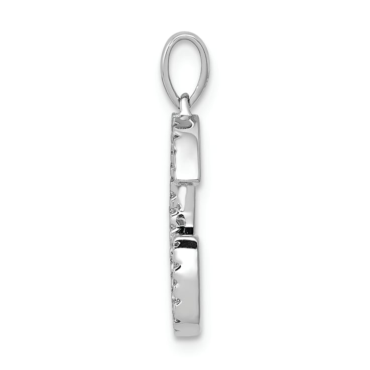 Rhodium Over 14K White Gold Diamond Letter G Initial Pendant