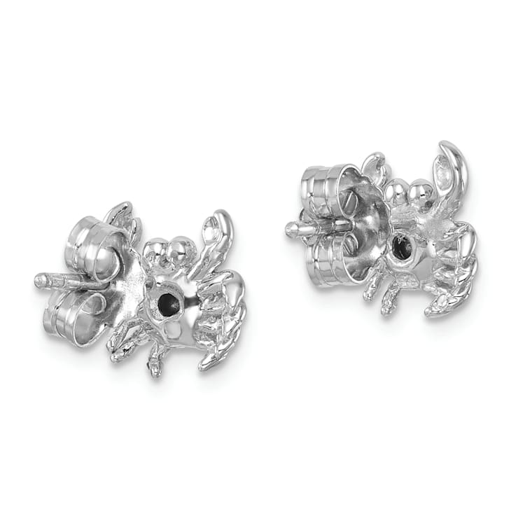 Rhodium Over Sterling Silver Polished Blue Crystal Crab Post Earrings