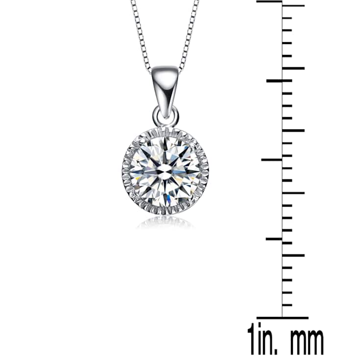 CZ Solitaire Pendant In Sterling Silver