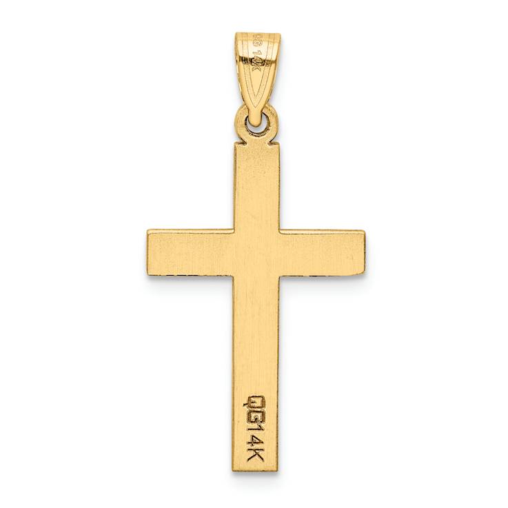 14k Yellow Gold Sandblasted Cross Pendant