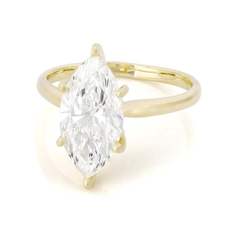 Lab-Grown Diamond Marquise Solitaire Ring In 14K Yellow Gold 3.00ct