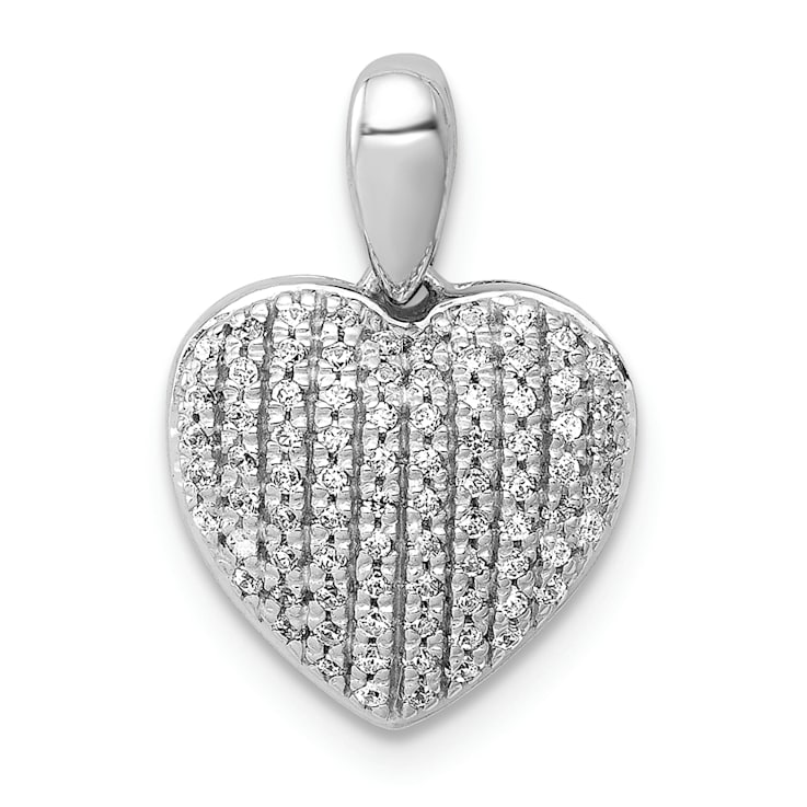 Rhodium Over 14k White Gold Diamond Heart Pendant