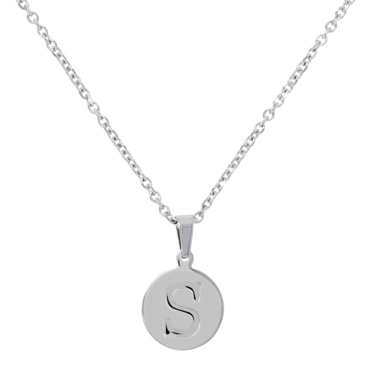 Initial S Charm Pendant Necklace In Silver-Tone