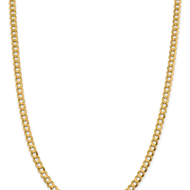 14k Yellow Gold 5.9mm Solid Flat Cuban 18 Inch Chain
