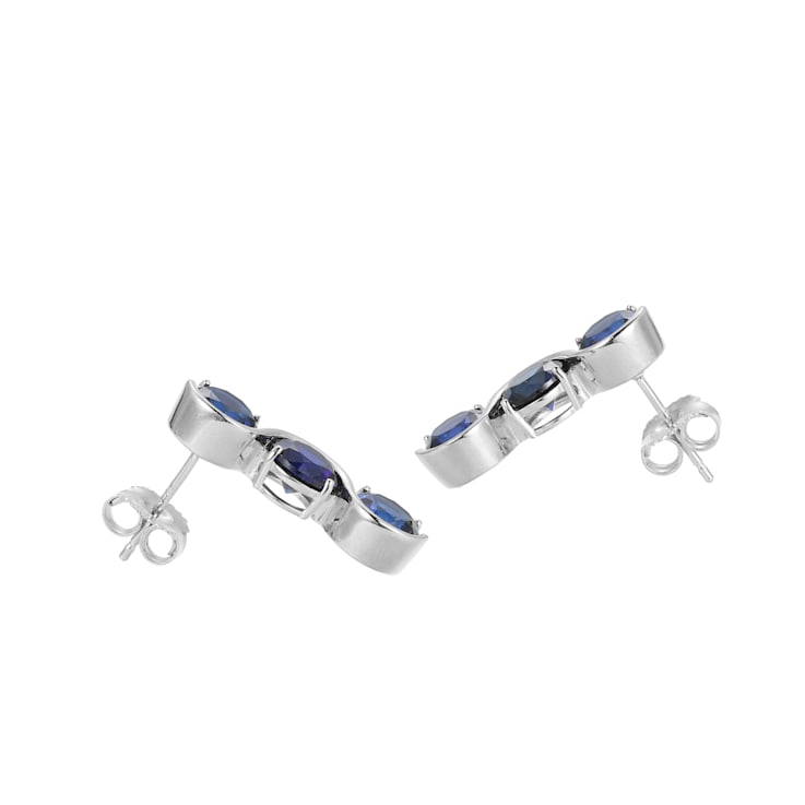 Lab Created Blue Sapphire Platinum Over Silver September Birthstone
Earrings 4.94ctw