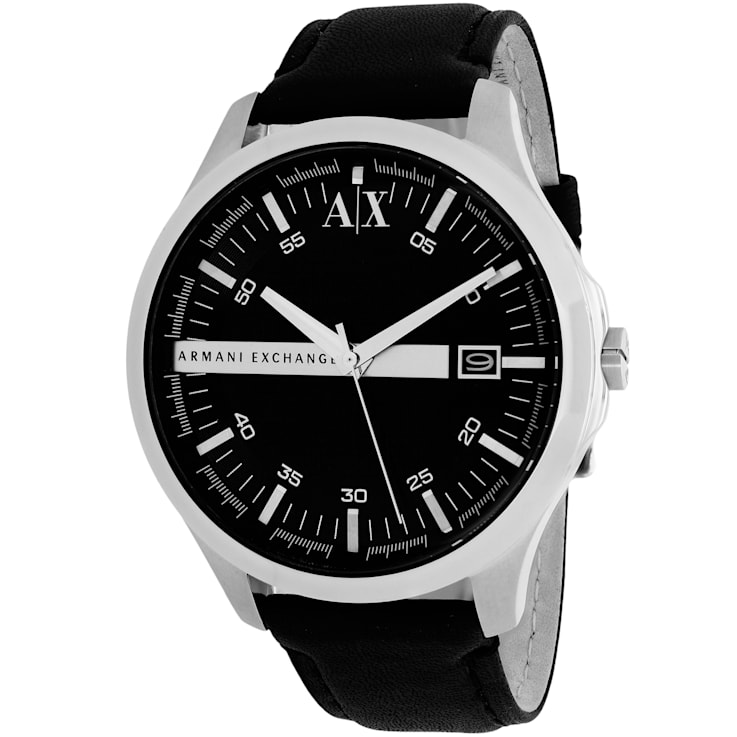 Armani Exchange Men's Classic Black Leather Strap Watch