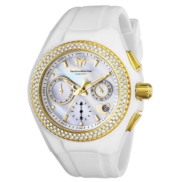 Technomarine Cruise 40mm White Dial Yellow Bezel White Silicone Strap
Chronograph Quartz Watch