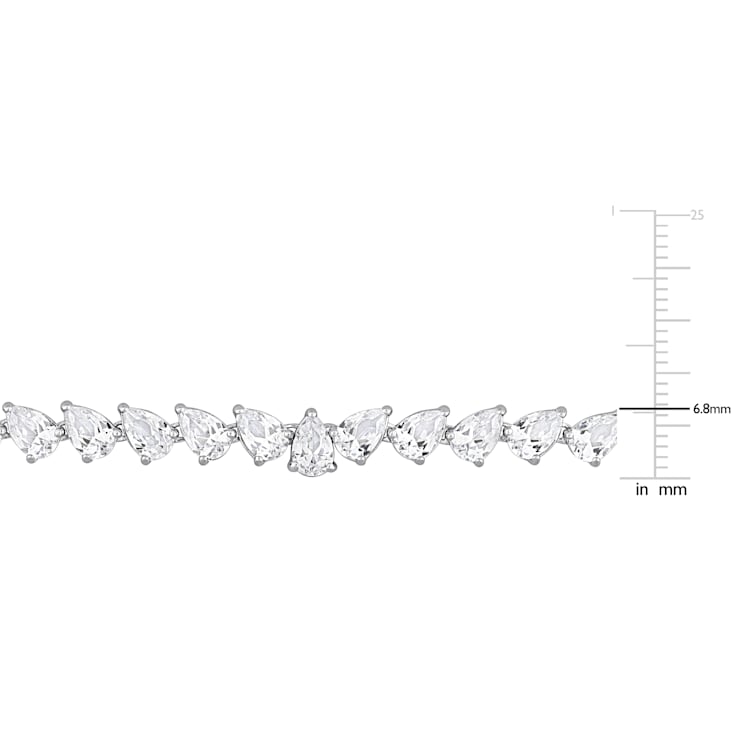 Created White Sapphire Sterling Silver Necklace 39.5ctw