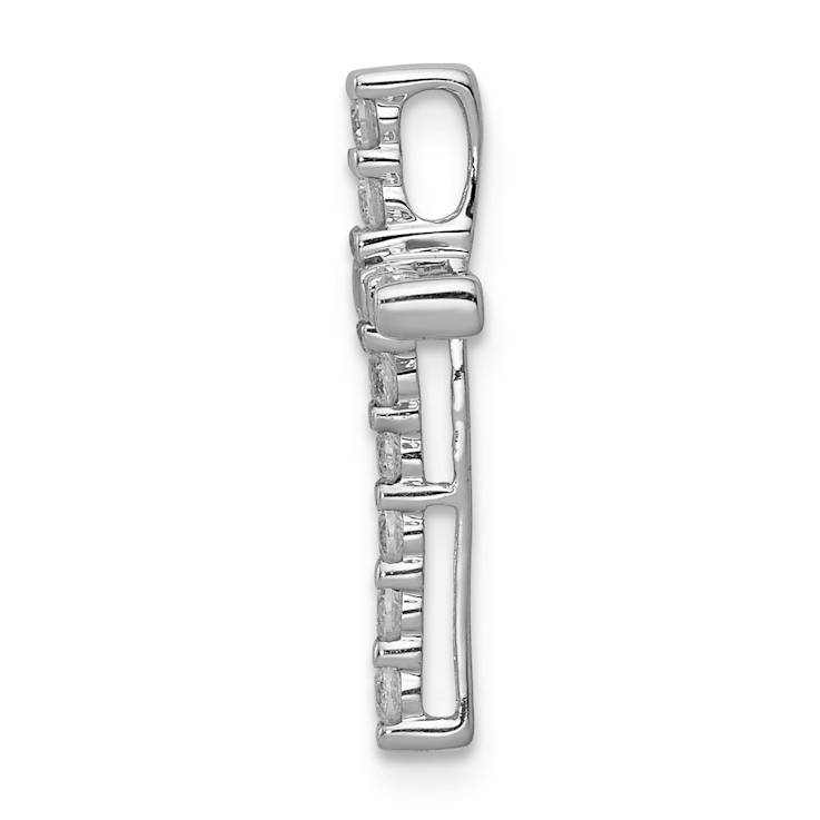 Rhodium Over 14k White Gold Diamond Cross Chain Slide Pendant