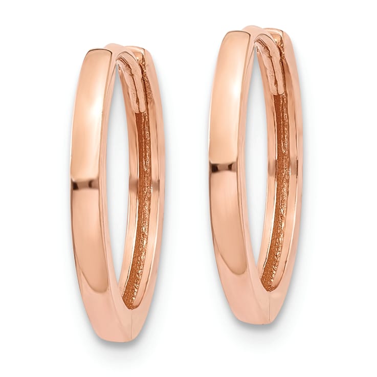 10k Rose Gold 1/2" Round Hinged Hoop Earrings
