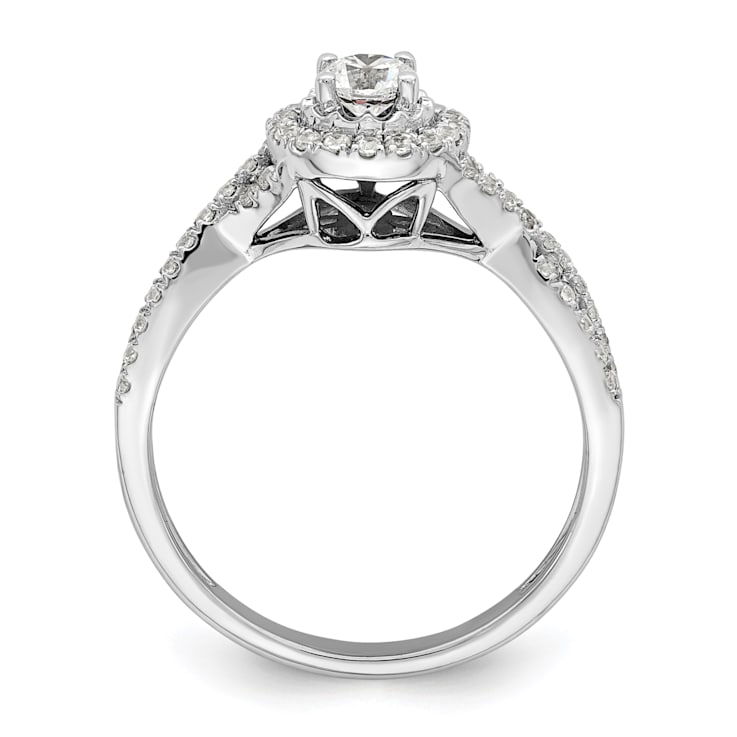 Rhodium Over 14K White Gold Eternal Promise Lab Grown Diamond Halo
Complete Ring 0.554ctw