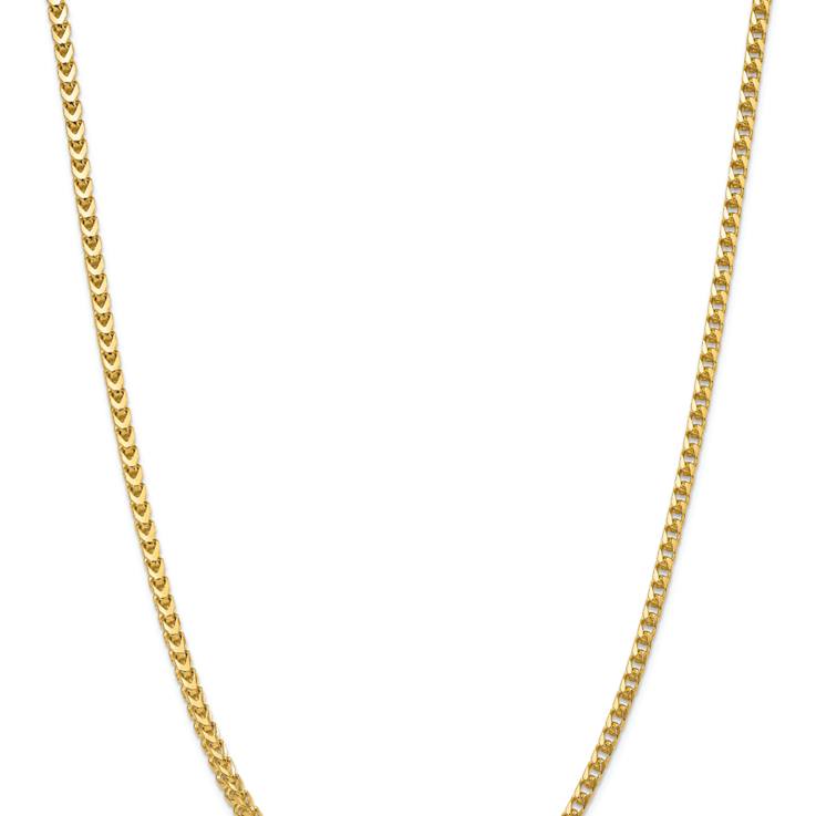 14k Yellow Gold Polished Solid 3.7mm Franco Link 18 Inch Chain