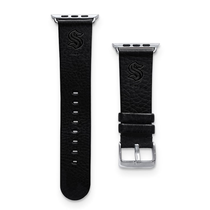 Gametime NHL Seattle Kraken Black Leather Apple Watch Band (38/40mm
S/M). Watch not included.