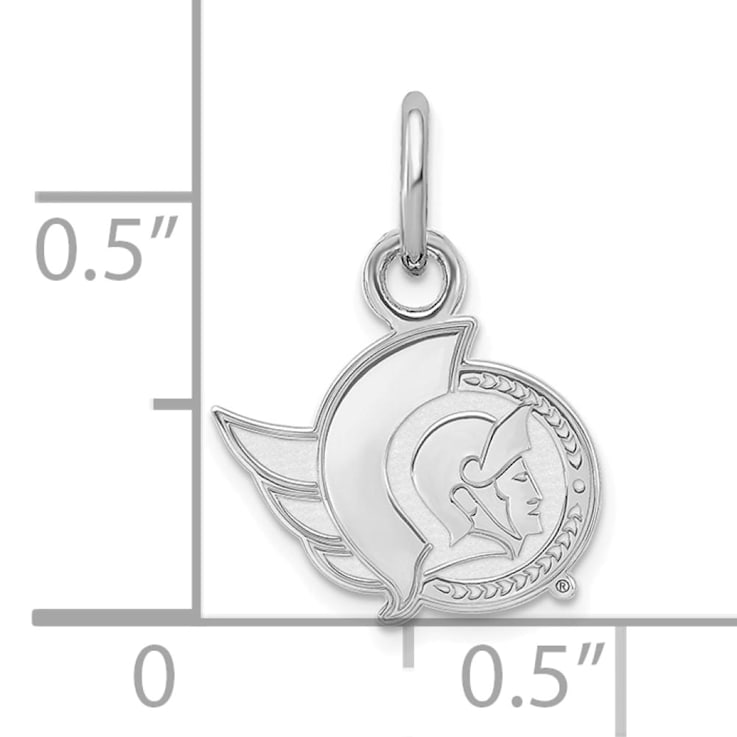 Rhodium Over Sterling Silver NHL LogoArt Ottawa Senators Extra Small Pendant