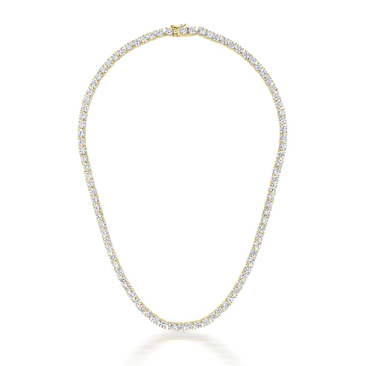 CZ Tennis Necklace In 14K Gold Over Sterling Silver