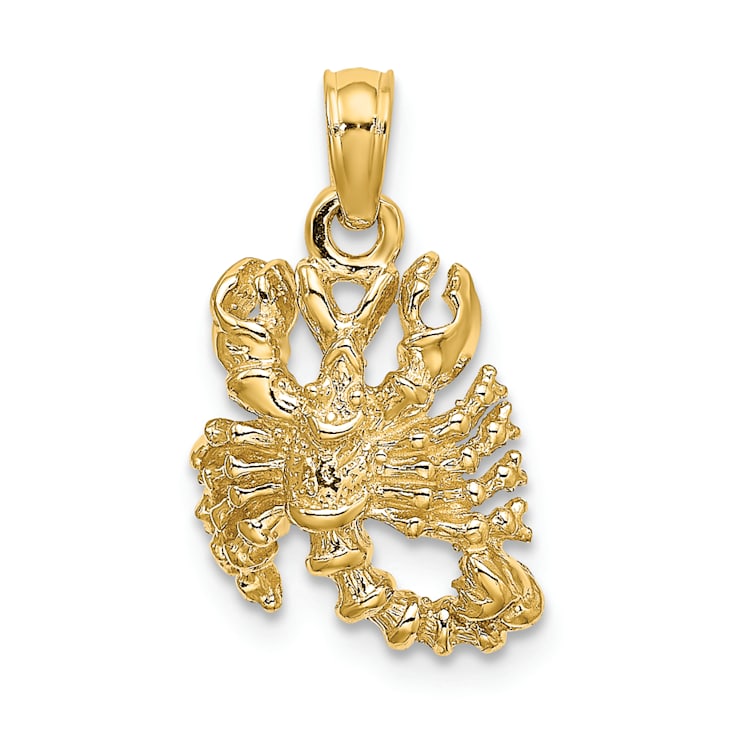 14k Yellow Gold 3D Textured Scorpio Zodiac pendant