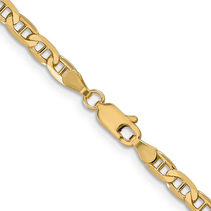 14k Yellow Gold 3.75mm Solid Concave Mariner 26 Inch Chain
