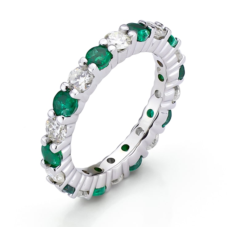 2.00ctw Emerald and Diamond Eternity Band Ring in 14k White Gold