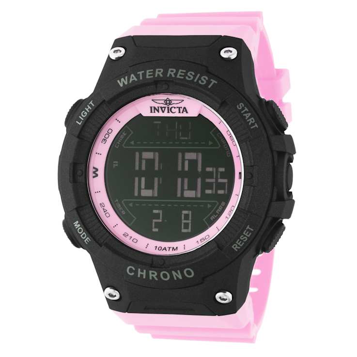 Invicta Invicta Racing 52mm Black Dial Pink Polyurethane Digital Watch