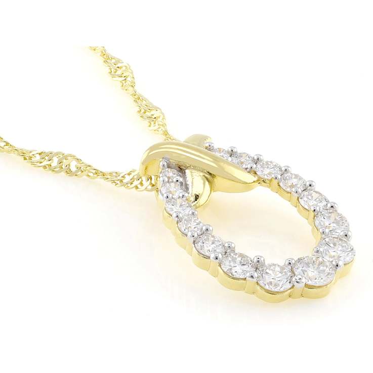 Elegant Lab-Grown Diamond Slide Pendant Necklace 0.75ctw In 18K Gold
Over Sterling Silver