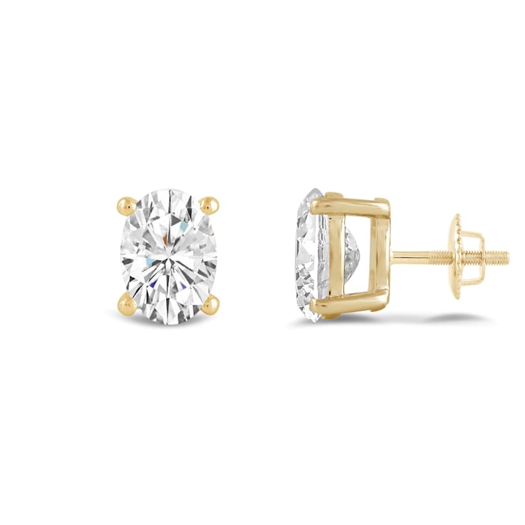 White Cubic Zirconia 14k Yellow Gold Studs With Velvet Gift Box 2.00ctw