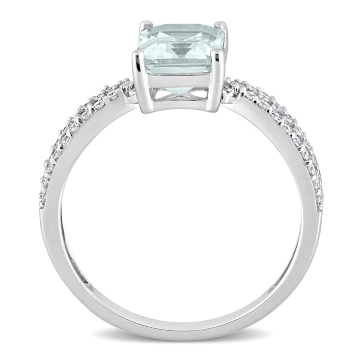 Aquamarine and Diamond 14K White Gold Engagement Ring 2.09ctw