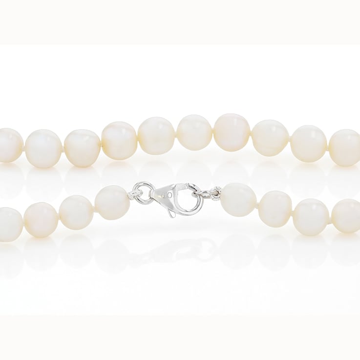 6mm Cultured Freshwater Pearl Strand Necklace in Sterling Silver