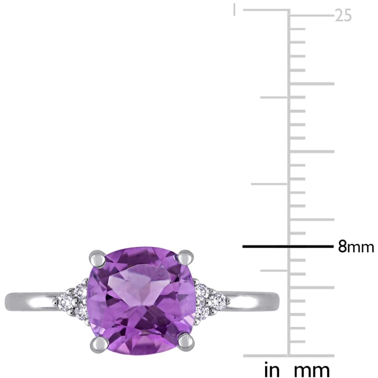 Amethyst and Diamond 10K White Gold Ring 1.81ctw
