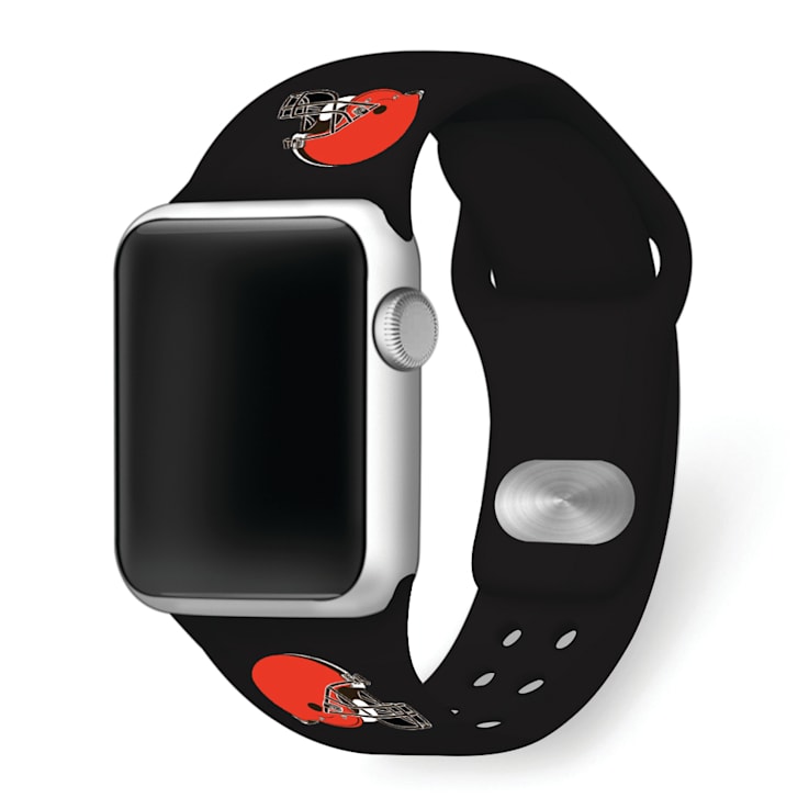 Gametime Cleveland Browns Black Silicone Band fits Apple Watch (42/44mm
M/L). Watch not included.