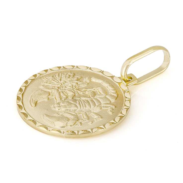 Scorpio Zodiac Medallion Pendant In Solid 14K Yellow Gold