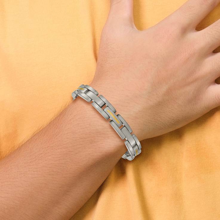 Titanium with 14k Inlay Brushed Bracelet