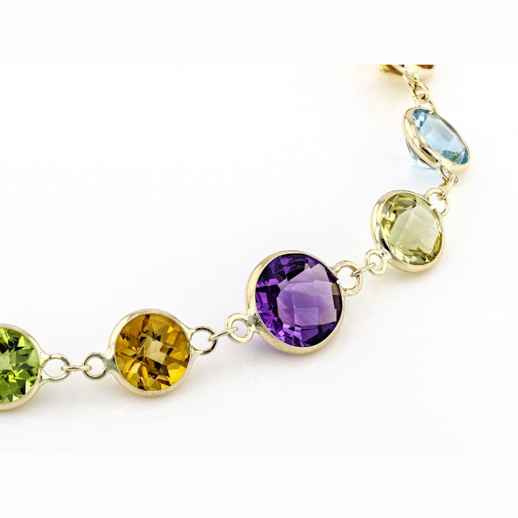 Multi-Gem 14k Yellow Gold Bracelet 7.50ctw
