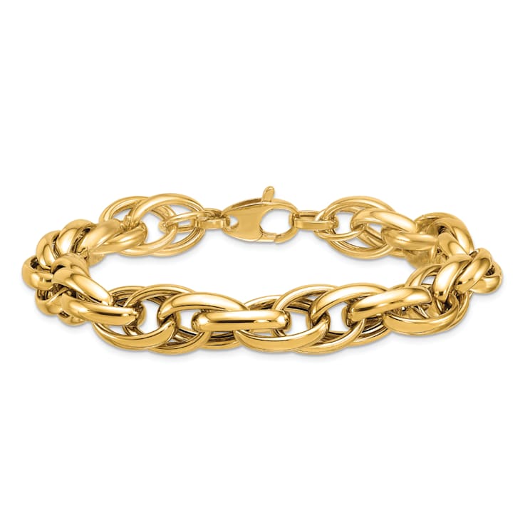 14K Yellow Gold 11.8mm Rope 8.5 inch Bracelet