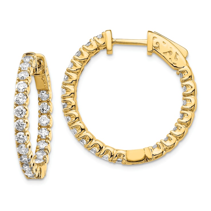 14K Yellow Gold Oro Spotlight Lab Grown Diamond SI+, H+, Round Hoop with
Safety Clasp Earrings