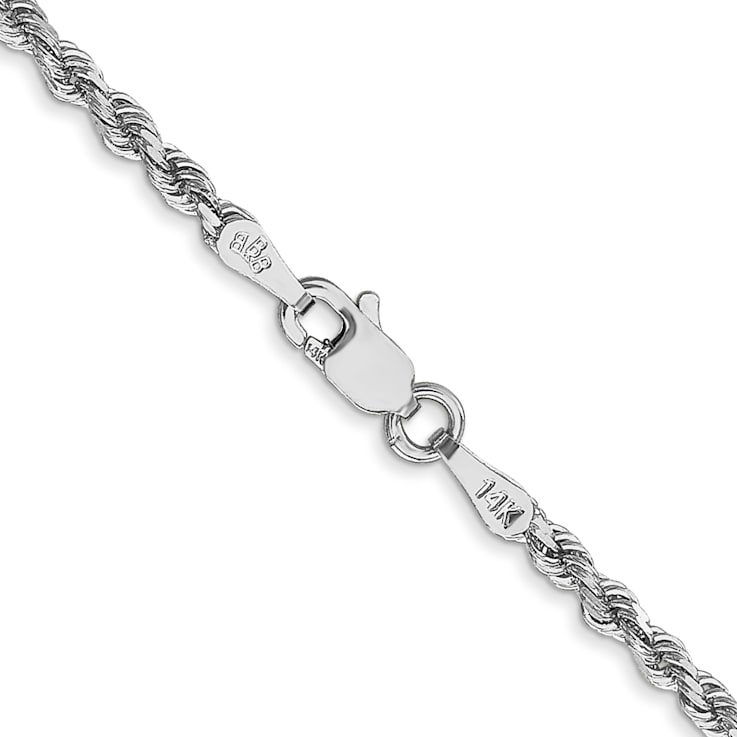 14k White Gold 2.25mm Diamond Cut Rope Chain 24 Inches