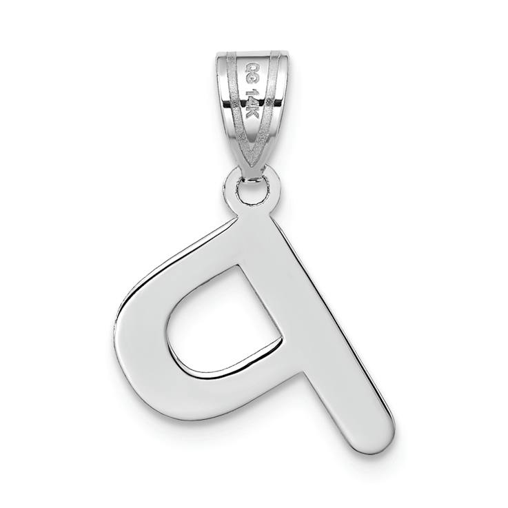 Rhodium Over 14k White Gold Polished Bubble Letter P Initial Pendant