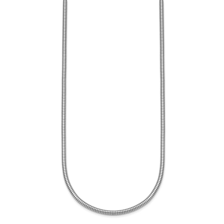Rhodium Over Sterling Silver 2.4mm Snake 24 Inch Chain