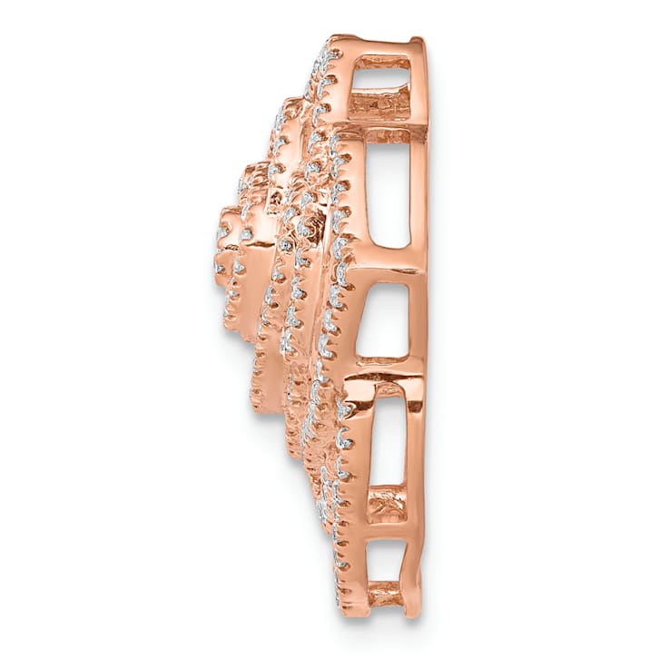 14k Rose Gold Diamond Fancy Flower Chain Slide
