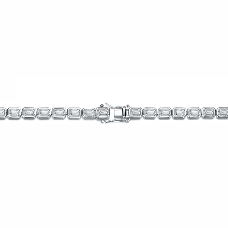 Oval CZ Tennis Bracelet In White Rhodium Over Brass