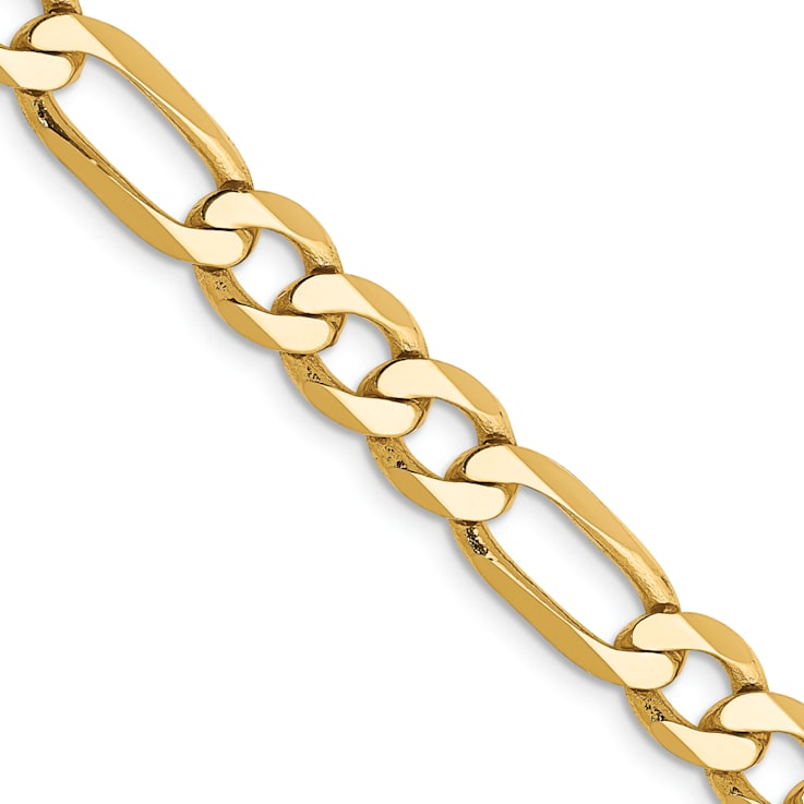 14K Yellow Gold 6.25mm Flat Figaro Chain Necklace