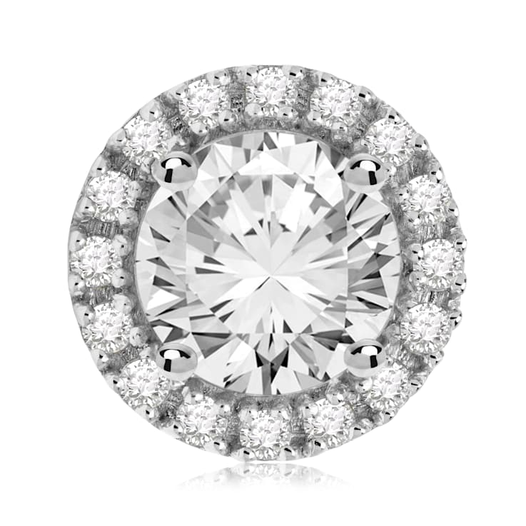 White Cubic Zirconia 14k White Gold Earrings With Velvet Gift Box 1.20ctw
