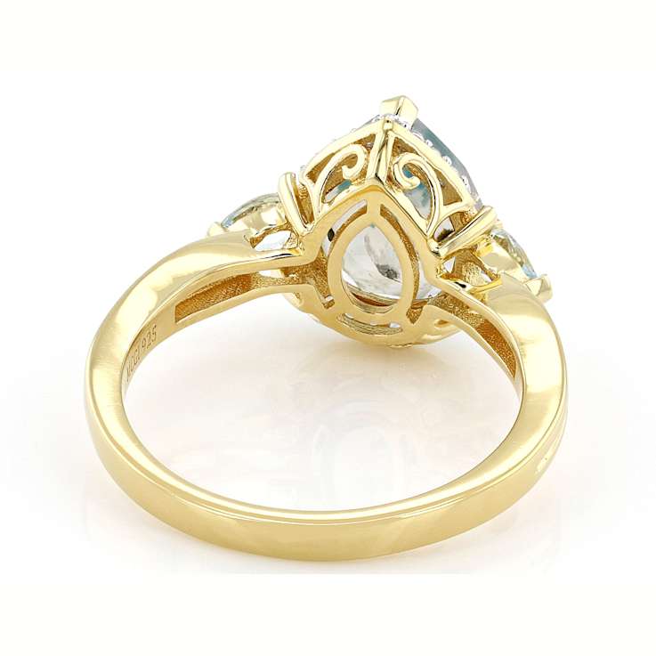 Blue Chalcedony, Aquamarine And White Zircon Ring In 18K Gold Over
Sterling Silver 2.11ctw