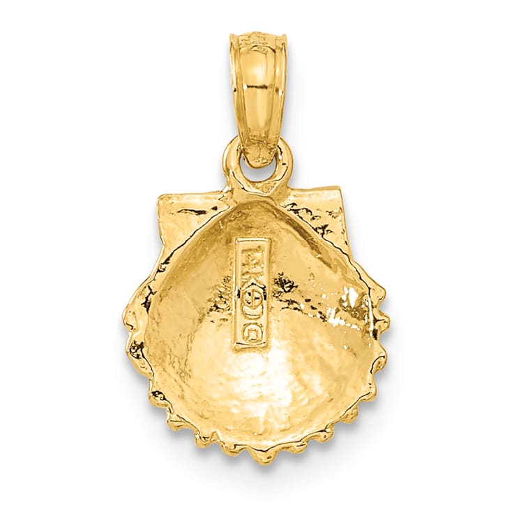 14k Yellow Gold Textured Scallop Shell Pendant