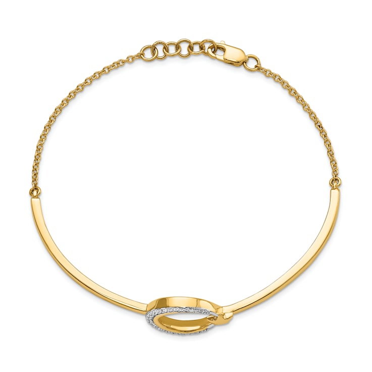14k Yellow Gold and Rhodium Over 14k Yellow Gold Polished Moon and Star
Diamond Bracelet