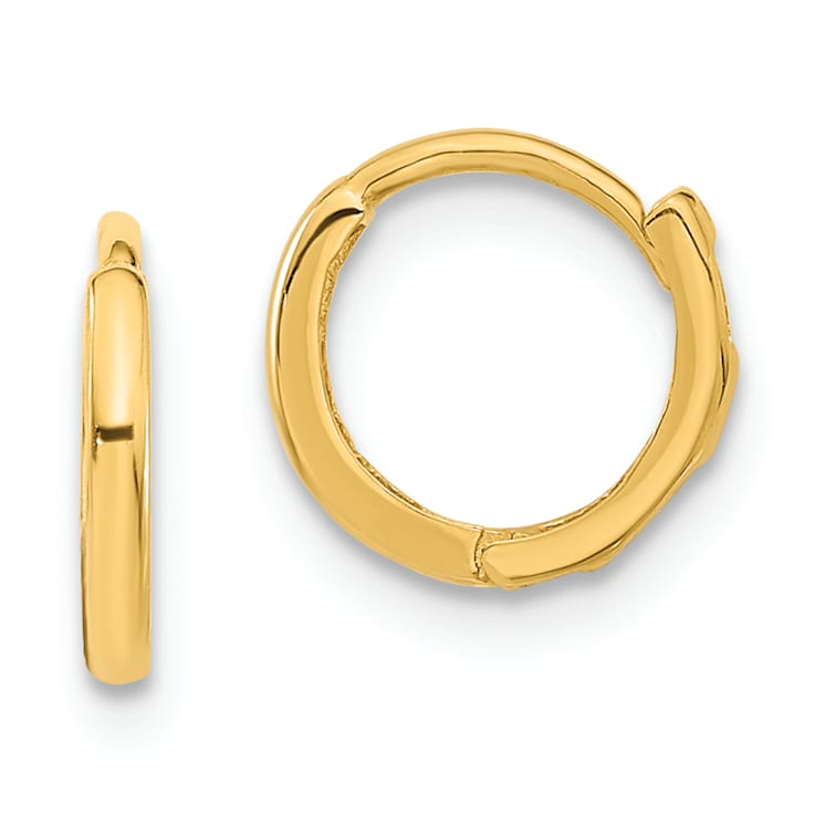 14K Yellow Gold Polished Hinged Hoop Earrings