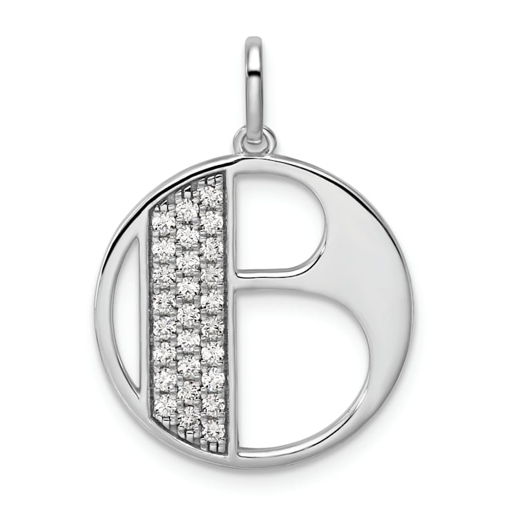 14K White Gold Gatsby Diamond Initial B Charm