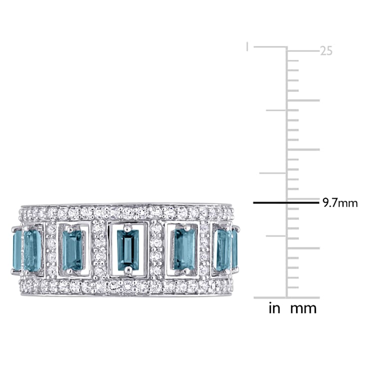 6.20ctw London Blue and White Topaz Eternity Ring in Sterling Silver