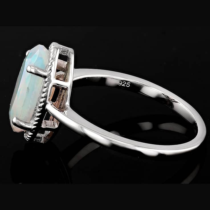 Ethiopian Opal Solitaire Ring In Sterling Silver 1.20ct