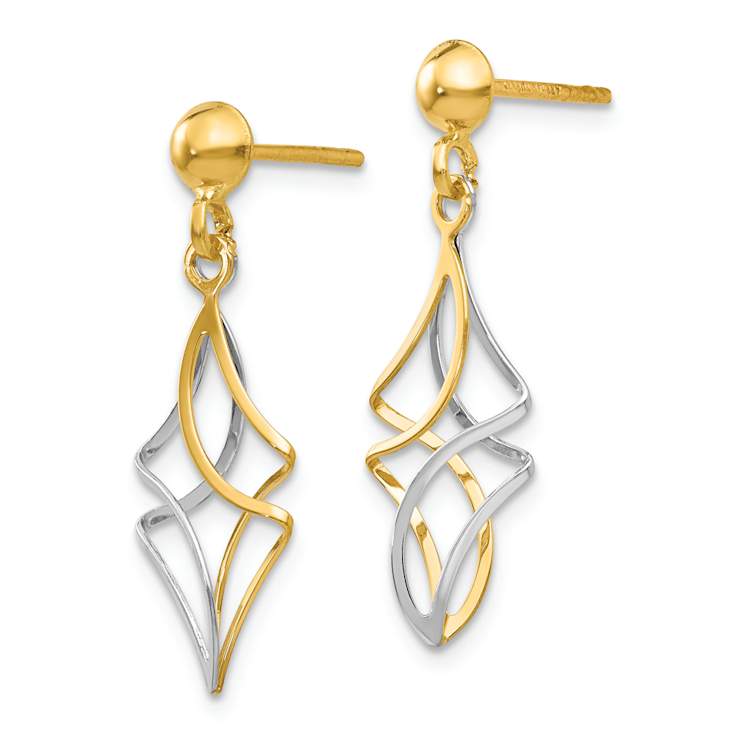 14k Yellow Gold and 14k White Gold Dangle Earrings